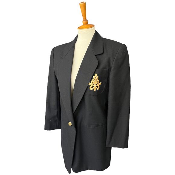 Vintage Preppy Quiet Luxury Workwear Harve Benard Black Wool Blazer - Picture 2 of 7